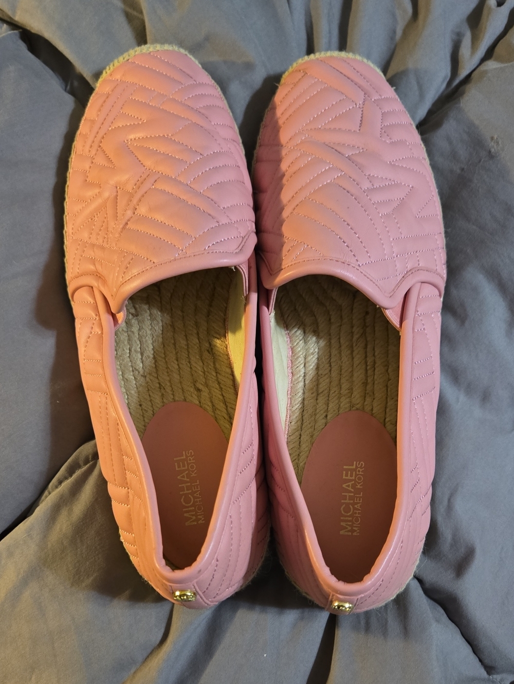 Michael Kors Pink Quilted Espadrille Mules